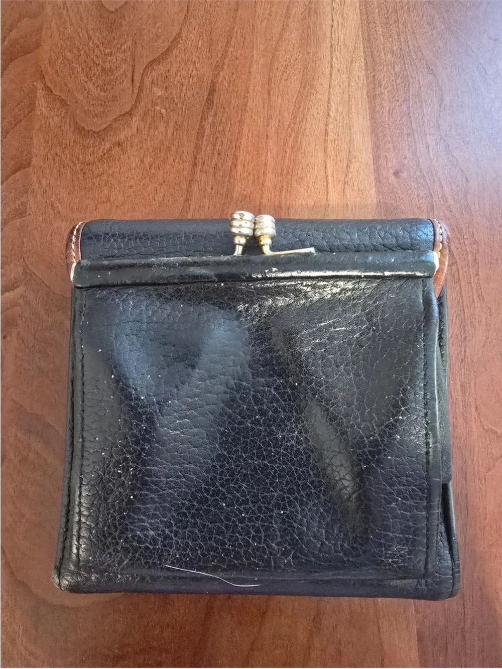 Dooney & Bourke Black and Brown Leather Bi-Fold Wallet vintage.